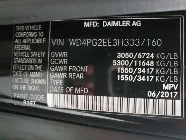 WD4PG2EE3H3337160 - 2017 MERCEDES-BENZ METRIS BLACK photo 13