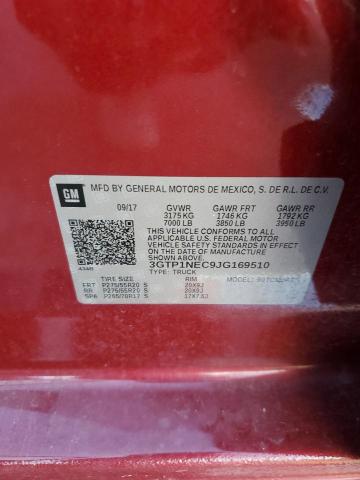 3GTP1NEC9JG169510 - 2018 GMC SIERRA C1500 SLT RED photo 12