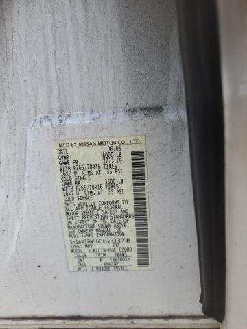 5N1AR18W56C670378 - 2006 NISSAN PATHFINDER LE თეთრი ფოტო 14