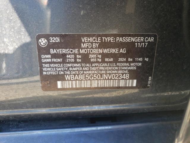 WBA8E5G50JNV02348 - 2018 BMW 320 XI GRAY photo 13