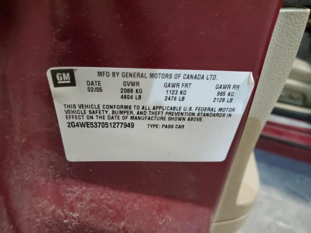 2G4WE537051277949 - 2005 BUICK LACROSSE CXS MAROON photo 12