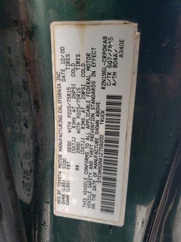 5TESM92NX1Z758200 - 2001 TOYOTA TACOMA XTRACAB PRERUNNER მწვანე ფოტო 12