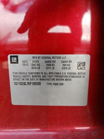 1G11C5SL7EF195589 - 2014 CHEVROLET MALIBU 1LT RED photo 12