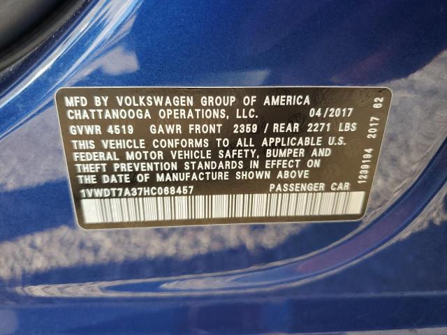1VWDT7A37HC068457 - 2017 VOLKSWAGEN PASSAT R-LINE ლურჯი ფოტო 12
