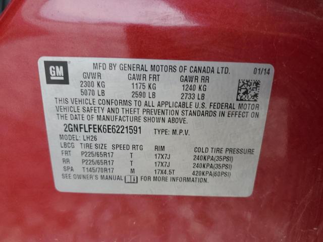 2GNFLFEK6E6221591 - 2014 CHEVROLET EQUINOX LT RED photo 13