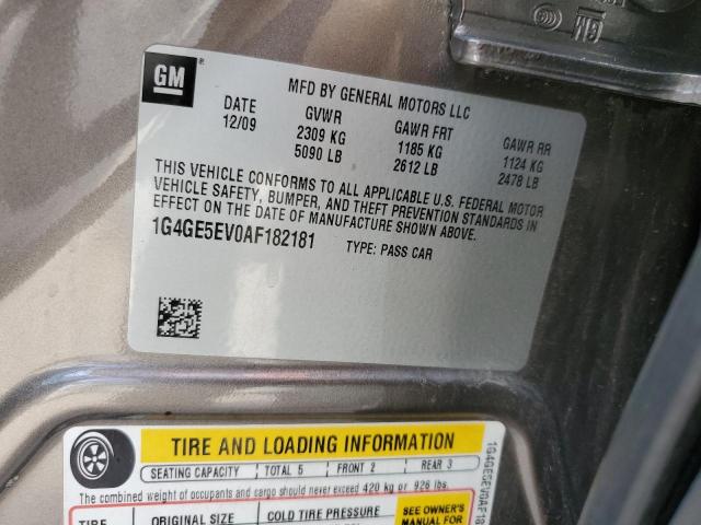 1G4GE5EV0AF182181 - 2010 BUICK LACROSSE CXS 棕色 照片 12