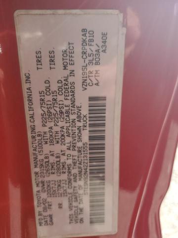 5TESN92N42Z131555 - 2002 TOYOTA TACOMA XTRACAB PRERUNNER Qırmızı foto 12