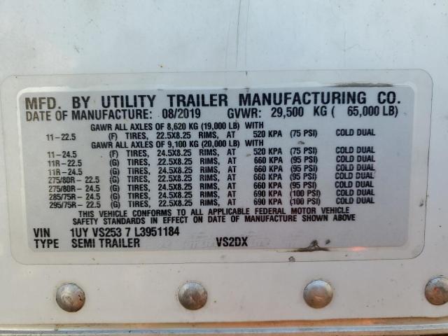 1UYVS2537L3951184 - 2020 UTILITY TRAILER WHITE photo 10