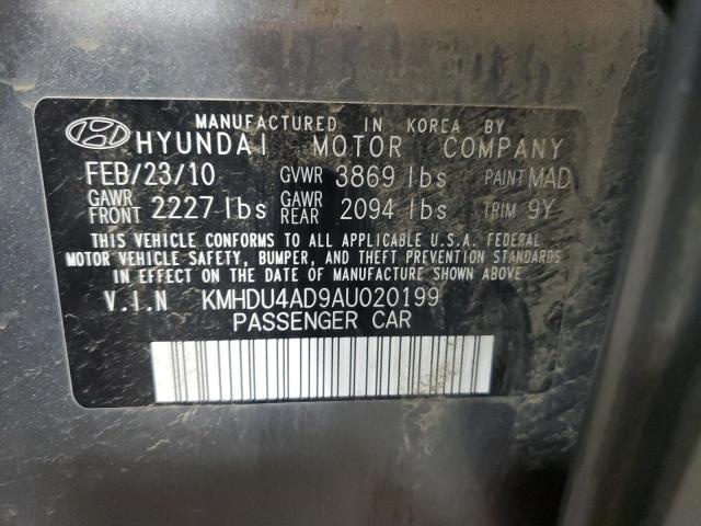 KMHDU4AD9AU020199 - 2010 HYUNDAI ELANTRA BLUE GRAY photo 12