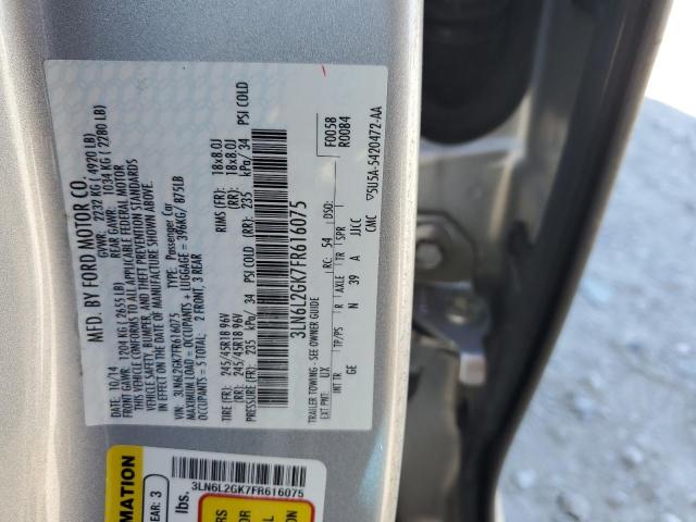 3LN6L2GK7FR616075 - 2015 LINCOLN MKZ SILVER photo 12