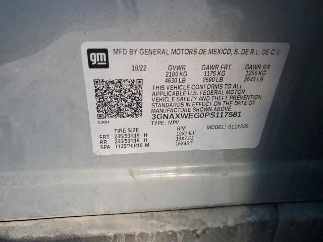 3GNAXWEG0PS117581 - 2023 CHEVROLET EQUINOX RS SILVER photo 13