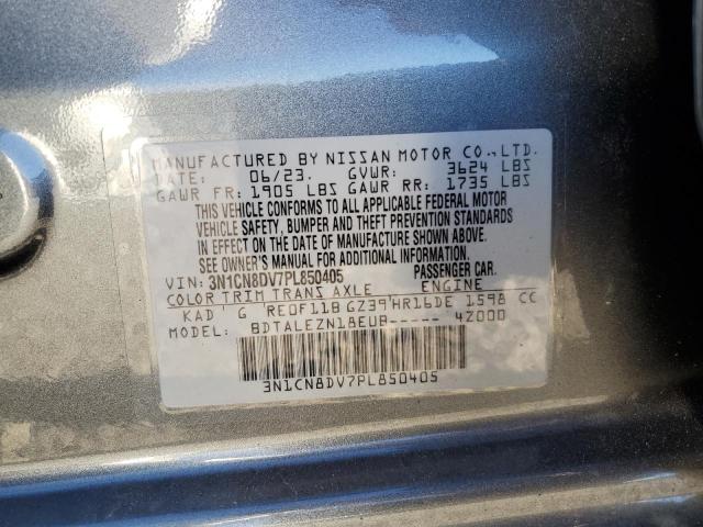 3N1CN8DV7PL850405 - 2023 NISSAN VERSA S GRAY photo 12