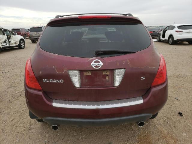 JN8AZ08T27W527333 - 2007 NISSAN MURANO SL BURGUNDY photo 6