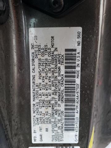 5TEUU4EN6AZ707106 - 2010 TOYOTA TACOMA ACCESS CAB Сұр фото 12