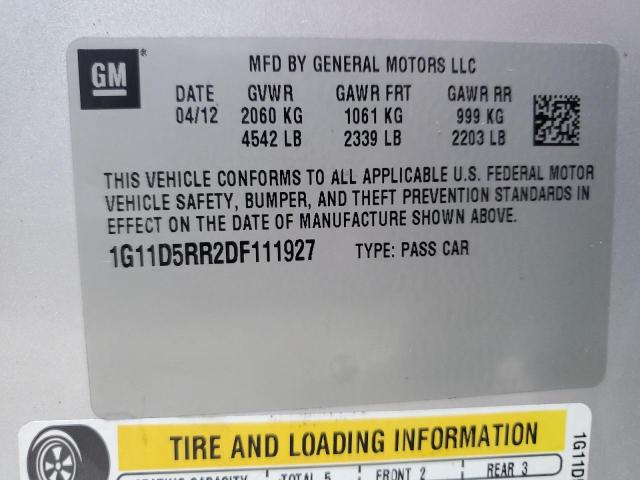 1G11D5RR2DF111927 - 2013 CHEVROLET MALIBU 1LT Күміс фото 12