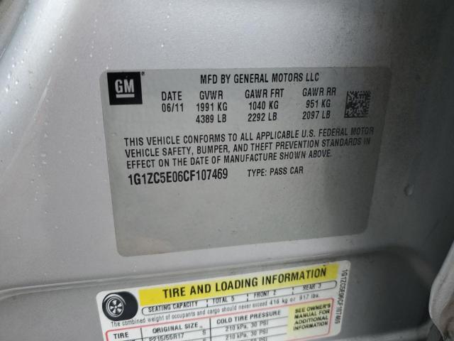 1G1ZC5E06CF107469 - 2012 CHEVROLET MALIBU 1LT 银色 照片 12