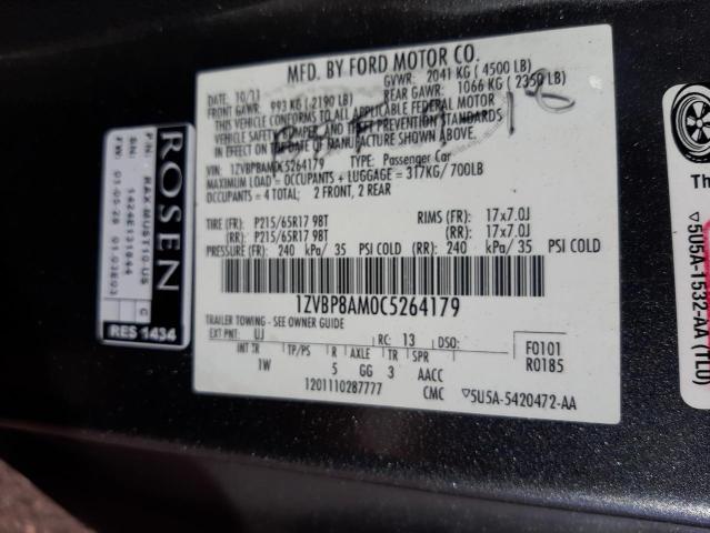 1ZVBP8AM0C5264179 - 2012 FORD MUSTANG GRAY photo 13