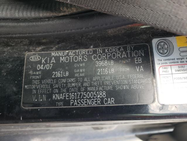 KNAFE161775005188 - 2007 KIA SPECTRA5 SX BLACK photo 12