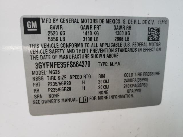 3GYFNFE35FS564370 - 2015 CADILLAC SRX PERFORMANCE COLLECTION Ақ фото 13