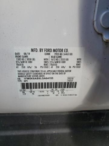 1FM5K8AB9LGA64155 - 2020 FORD EXPLORER POLICE INTERCEPTOR WHITE photo 13