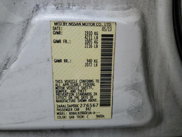 1N4AL3AP0DC276567 - 2013 NISSAN ALTIMA 2.5 WHITE photo 12