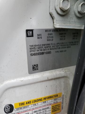 1G4GE5ED8BF103865 - 2011 BUICK LACROSSE CXS WHITE photo 12