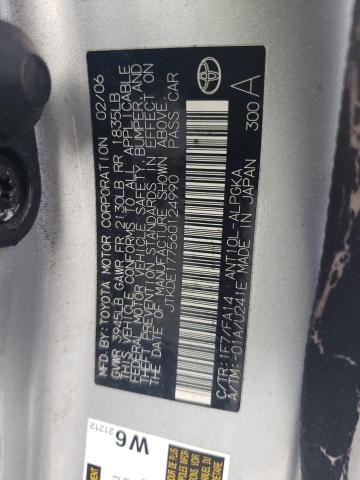 JTKDE177560124990 - 2006 TOYOTA SCION TC ვერცხლისფერი ფოტო 12