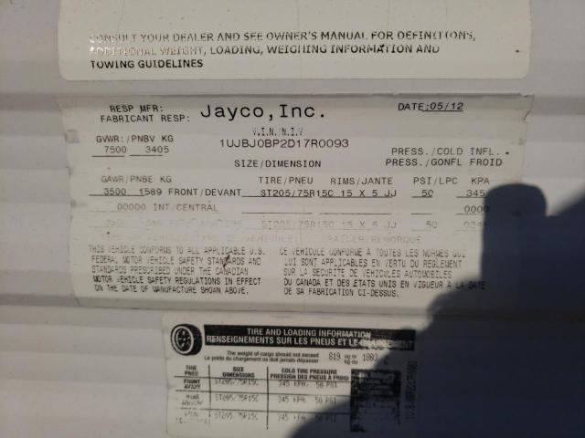 1UJBJ0BP2D17R0093 - 2013 JAYCO JAY FLIGHT WHITE photo 10