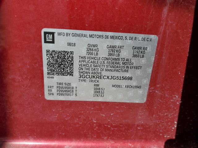 3GCUKRECXJG515698 - 2018 CHEVROLET SILVERADO K1500 LT RED photo 13