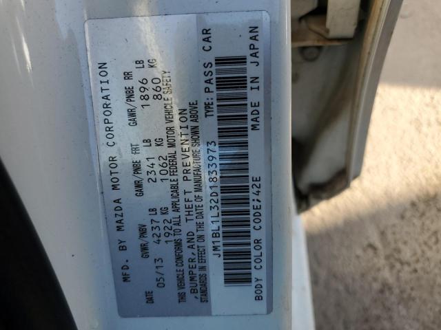 JM1BL1L32D1833973 - 2013 MAZDA SPEED 3 WHITE photo 13