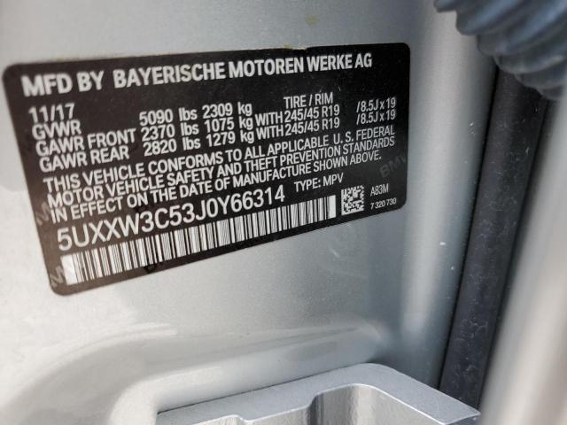 5UXXW3C53J0Y66314 - 2018 BMW X4 XDRIVE28I Серебристый фото 13