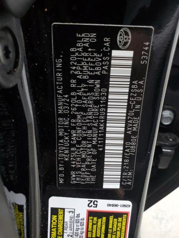 4T1T11AK4RU911630 - 2024 TOYOTA CAMRY SE NIGHT SHADE BLACK photo 13