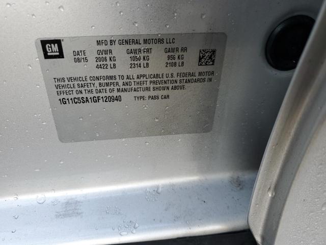 1G11C5SA1GF120940 - 2016 CHEVROLET MALIBU LIM LT 银色 照片 12
