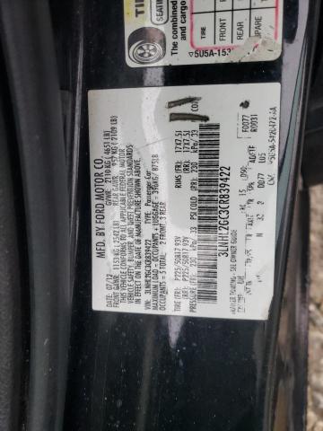 3LNHL2GC3CR839422 - 2012 LINCOLN MKZ BLACK photo 12