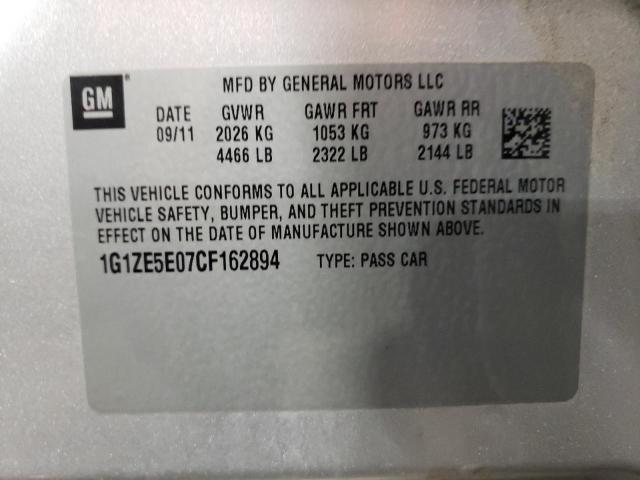 1G1ZE5E07CF162894 - 2012 CHEVROLET MALIBU LTZ ვერცხლისფერი ფოტო 13