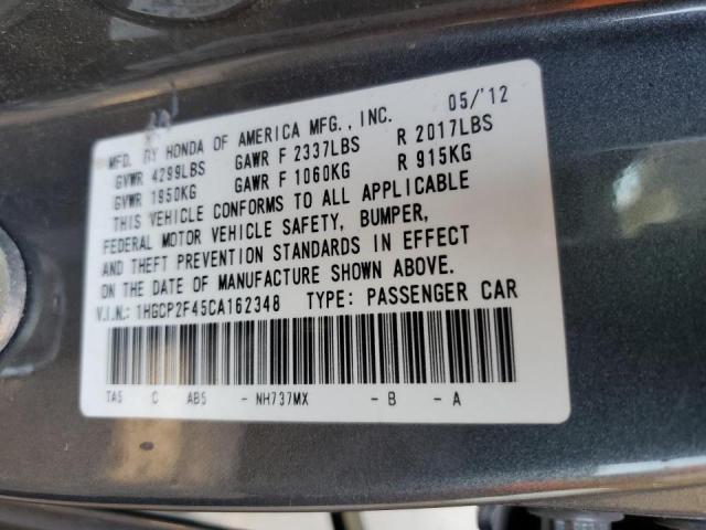 1HGCP2F45CA162348 - 2012 HONDA ACCORD LXP GRAY photo 12