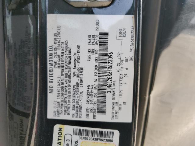 3LN6L2GK6FR623096 - 2015 LINCOLN MKZ BLACK photo 12