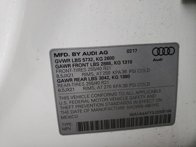 WA1A4AFY3J2008184 - 2018 AUDI SQ5 PREMIUM PLUS WHITE photo 12