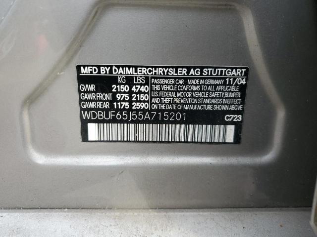 WDBUF65J55A715201 - 2005 MERCEDES-BENZ 300-CLASS 320 SILVER photo 12