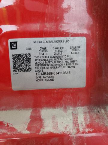 1G1JB5SH0J4110645 - 2018 CHEVROLET SONIC LS RED photo 12