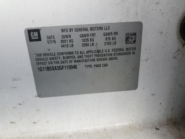 1G11B5SA3GF110946 - 2016 CHEVROLET MALIBU LIM LS WHITE photo 12