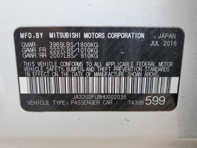 JA32U2FU8HU002035 - 2017 MITSUBISHI LANCER ES WHITE photo 12