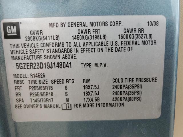 5GZER23D19J148041 - 2009 SATURN OUTLOOK XR GREEN photo 13