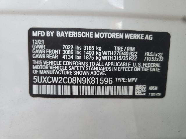 5UXCW2C08N9K81596 - 2022 BMW X7 XDRIVE40I WHITE photo 13