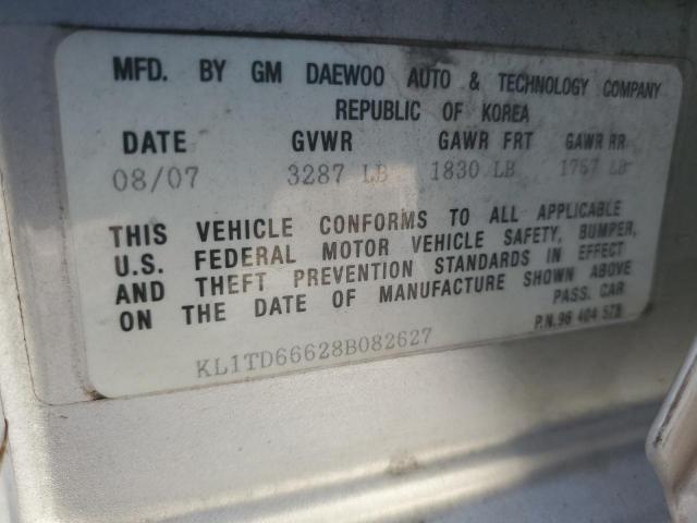KL1TD66628B082627 - 2008 CHEVROLET AVEO BASE Gümüş foto 12