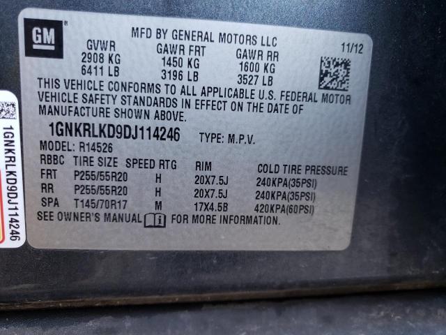 1GNKRLKD9DJ114246 - 2013 CHEVROLET TRAVERSE LTZ GRAY photo 13