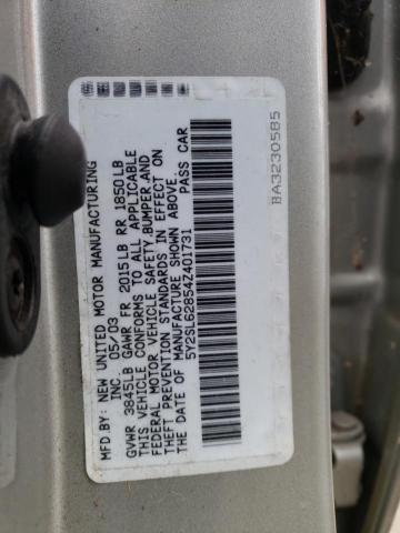 5Y2SL62854Z401731 - 2004 PONTIAC VIBE SILVER photo 12