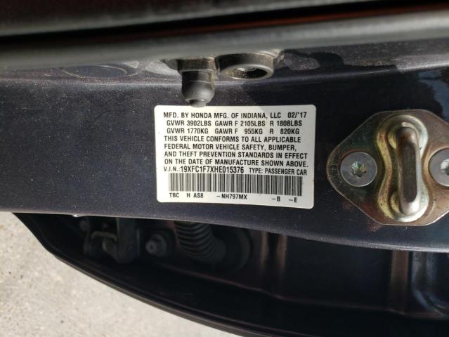 19XFC1F7XHE015376 - 2017 HONDA CIVIC EXL გრაფიტი ფოტო 12