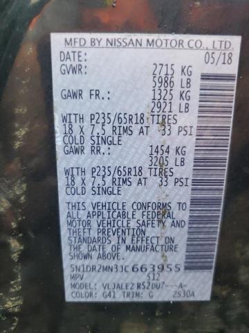 5N1DR2MN3JC663955 - 2018 NISSAN PATHFINDER S BLACK photo 13