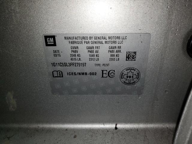 1G11C5SL3FF279197 - 2015 CHEVROLET MALIBU 1LT SILVER photo 13